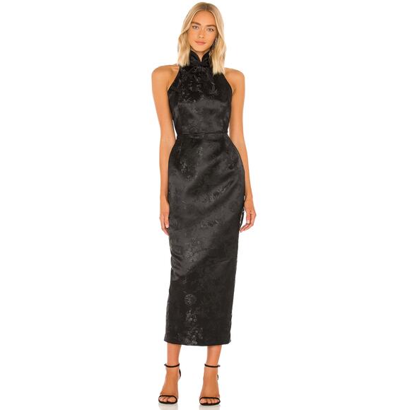 SAU LEE Jill Chinese Jacquard Pencil Dress in Black - Picture 1 of 12